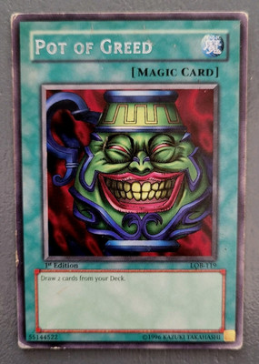 Yugioh! 1st Edition Pot of Greed LOB-119 Legend of Blue Eyes White Dragon *OCG*-image