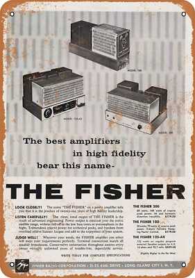 METAL SIGN - 1958 Fisher Amplifiers - Vintage Look Reproduction-image