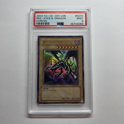 2003 Yugioh Red Eyes Black Dragon LOB-K070 PSA 9 Mint Korean-image
