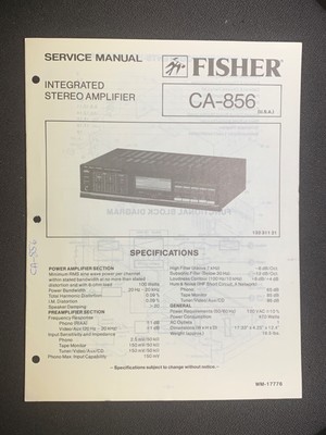 Fisher CA-856 Service Manual Integrated  Stereo Amplifier Original-image