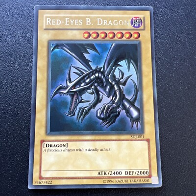 Vintage 1996 Red-Eyes B. Dragon Holo Card SDJ-001  Ultra Rare Yu-Gi-Oh-image