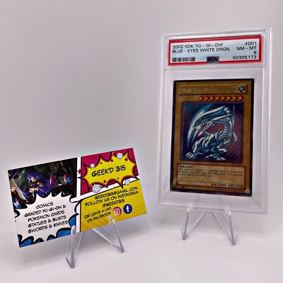 PSA 8 BLUE-EYES WHITE DRAGON 2002 SDK-001 KAIBA DECK Yu-Gi-Oh-image