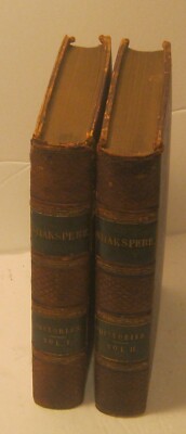 Pictorial Shakspere Edited by CHARLES KNIGHT 2 Volumes 1851 Leather Bound!!!!-image