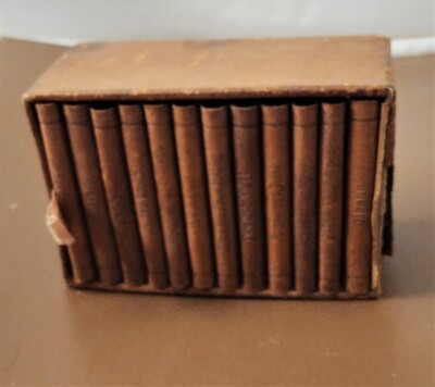 William Shakespeare 12 Miniature Gold Gilt Leather Bound Books Knickerbocker Co-image