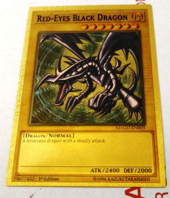 Yu-Gi-Oh! Gold Foil Red-Eyes Black Dragon Custom Fan Made Trading Card YuGiOh-image