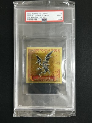PSA 9 2002 Topps Yugioh Blue Eyes White Dragon #5 GOLD Sticker Collection Pop 2!-image