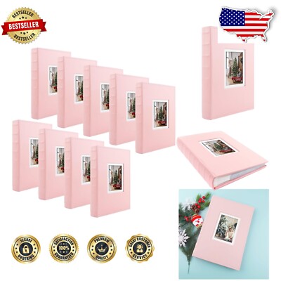 Elegant Coral Pink Faux Leather Photo Album Set – 300 Photo Storage, Memo Space-image