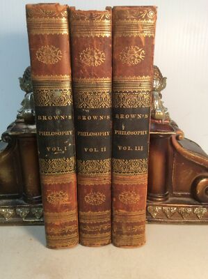 1824 3 Vol Set THE PHILOSOPHY OF THE HUMAN MIND*THOMAS BROWN Tree Calf Binding-image