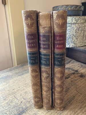 Her Majesty's Army 3 volume Set of Antique Books with Color Prints First Edition-image