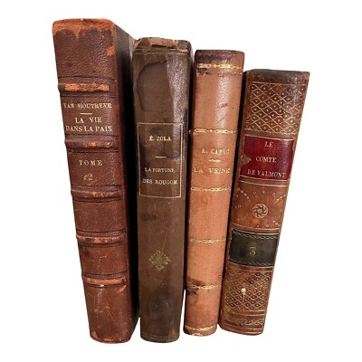 Early 20th Century Antique French Leather Bound Books- Set of 4-image