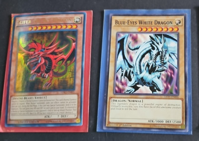 1996 Blue-Eyes White Dragon +   Slifer the Sky Dragon Yugioh  LOT OF 2 NM-image