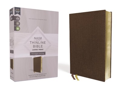 NASB, Thinline Bible, Large Print, Passaggio Setting, Leathersoft, Brown, Red Le-image
