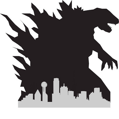 Vinyl Decal-Godzilla Skyline Dallas  Pick Size Color Fits Jeep Car Truck Sticker-image