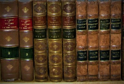 THE LIFE OF SAMUEL JOHNSON, JAMES BOSWELL, 1874 3 VOLUME SET, LEATHER-image