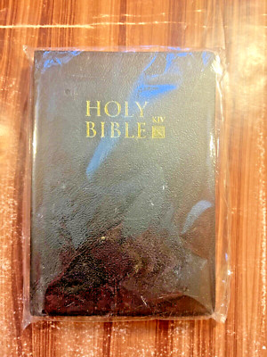 Holy Bible King James Version Old and New Testament Black Faux Leather Book NEW-image