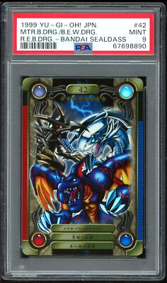 Yu-Gi-Oh Japanese Sealdass 42 Blue Eyes White Dragon Red 1999 PSA 9 67698890-image
