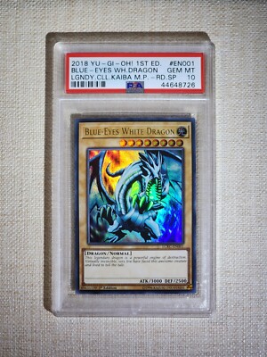 Yugioh! Blue-Eyes White Dragon LCKC-EN001 PSA10 1st LOB Art-image