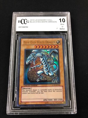 YUGIOH BLUE EYES WHITE DRAGON LC01-EN004 ULTRA RARE! GRADED BCCG 10-image