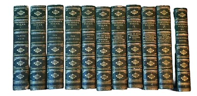 The Works Of William Thackery  11/12 Volumes Leatherbound 1880 Antique Set VG++-image