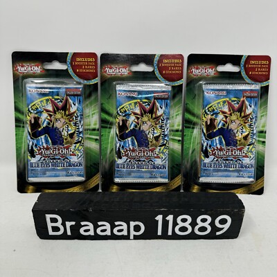 3 X Legend of Blue Eyes White Dragon Booster Pack Blister Yu-Gi-Oh! +2 Rares!-image