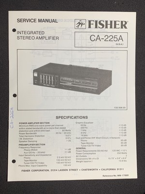 Fisher CA-225A Service Manual Integrated Stereo Amplifier Original-image