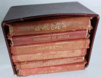 Early 1900s Wiliam Shakespeare Mini Knickerbocker Leather Book Set 6 Books-image