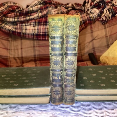 Schiller's Complete Works, Charles J. Hempel 1861 Original Leather 2 Vol. Set-image