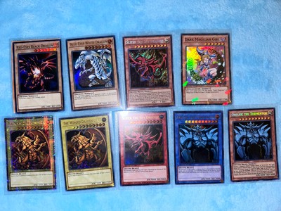 Yu-gi-oh Set Of 10 Blue Eyes/Dark Magician/Obelisk/Slifer/Ra/Red Eyes-image