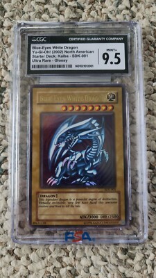YuGiOh CGC 9.5+ GRADED 2002 Blue-Eyes White Dragon SDK-001 Ultra Rare MINT-image