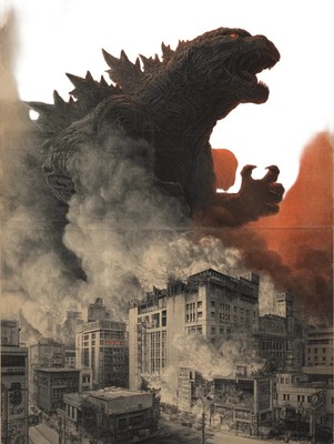 Godzilla Storming Tokyo Vinyl Car Decal Sticker – Waterproof & UV-Resistant-image