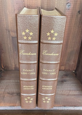 Easton Press EISENHOWER by Stephen Ambrose 2 Vol Set Library Presidents Leather-image