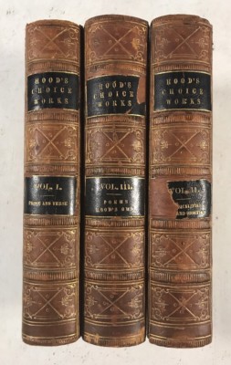 Vintage Leather Bound Book Set Hoods Choice Works Antique decor -image