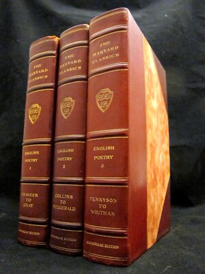 ENGLISH POETRY Leather Set 3 volumes Harvard Classics Cambridge Edition Chaucer-image