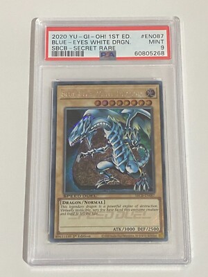 Yugioh - Blue-Eyes White Dragon 1st Edition Secret Rare PSA 9 Mint - Free Pack!-image