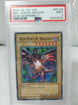 POP 4! PSA 9 MINT 2004 Yugioh Red-Eyes B. (Black) Dragon Super Rare DB1 -image