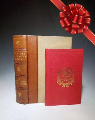 Christmas Carol and Stories antique leather + facsimile Xmas GIFT set (2 Books)-image