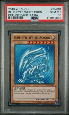 2010 Yu-Gi-Oh! Blue-Eyes White Dragon DPKB-EN001 Super Rare PSA 10 GEM MINT-image