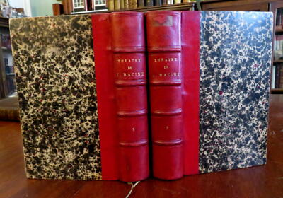 Plays of Jean Racine French Theatre 1878 2 volume leather set-image