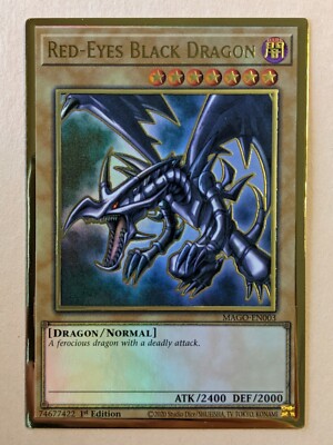 YUGIOH-RED-EYES BLACK DRAGON-1ST EDITON PREMIUM GOLD RARE-MAGO-EN003-image