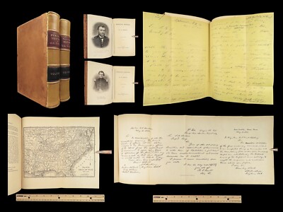 1885 Civil War 1st edition Memoirs of General Ulysses Grant | 2v Leather Set-image