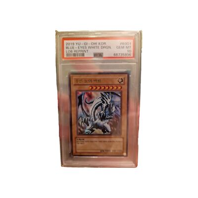 Yugioh 2019 PSA 10 BLUE-EYES WHITE DRAGON LOB-K001 KOREAN ULTRA RARE-image