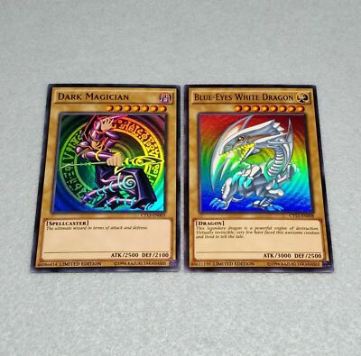 Yugioh Blue Eyes White Dragon + Dark Magician Ultra Rare 2 Card + Bonus-image