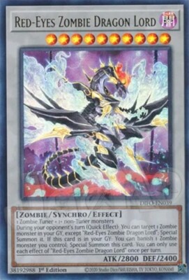 Yugioh Red-Eyes Zombie Dragon Lord - 1st Edition Ultra Rare NM - Free Holo Card-image