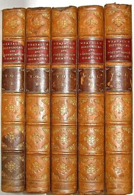 LEATHER Set; SIR NATHANIEL WRAXALL! HISTORY ENGLAND 1884 Library Calf Bindings-image
