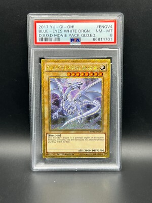 Yugioh PSA 8 NM-MT Blue-Eyes White Dragon MVP1-ENGV4 Gold Rare Limited S#4701-image