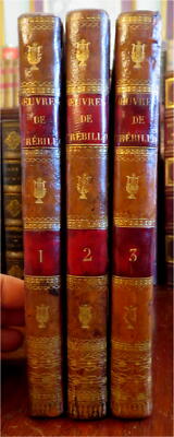 Claude de Crebillon Collected Works 1812 leather French 3 v. set Chippendale-image