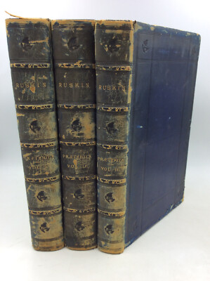 PRAETERITA 3v leatherbound set - John Ruskin -1900- Autobiography - Victorian-image