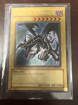 Red Eyes B. Dragon 1st Edition SDJ-001 Near Mint Front Damaged Back -image