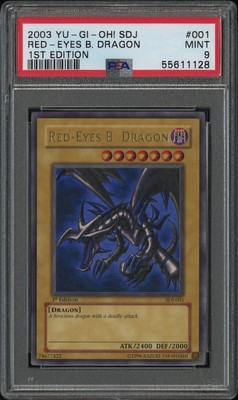 PSA 9 2003 Yu-Gi-Oh! 1st Edition Red-Eyes Black Dragon SDJ-001-image