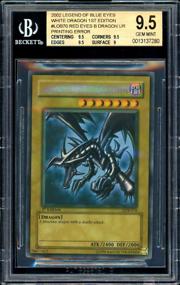 Yugioh Wavy Faded Red Eyes Black Dragon 1st Edition LOB BGS9.5 GemMint Graded!-image